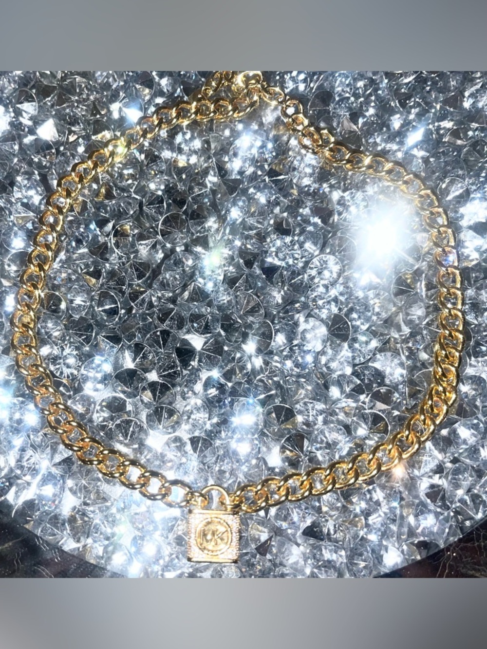 Michael Kors Gold Chain Necklace with Square Charm